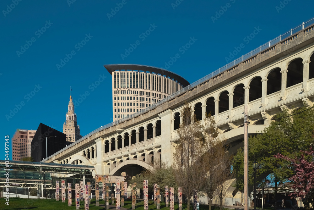 Fototapeta premium Skyline of Cleveland's Downtown (Ohio) USA on sunny day