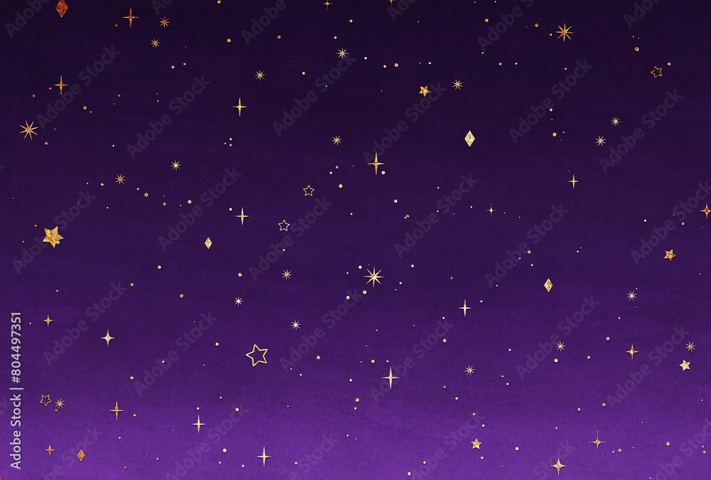 Fototapeta premium 背景素材_水彩の夜空_ラメ