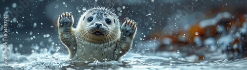 A wild sea lion or seal swims gracefully in the ocean