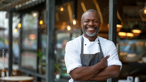 A Smiling Chef in Restaurant photo