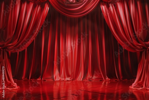 Luxurious red curtain  stage background illustration