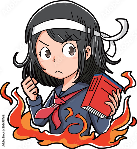 受験勉強に燃える女子学生