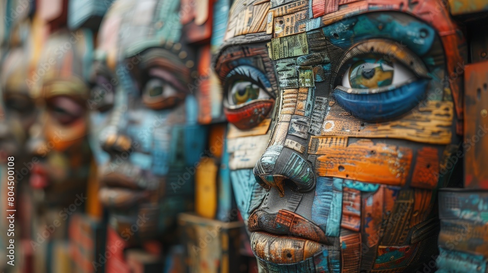 Fototapeta premium AI creating art from recycled materials, workshop, eco-friendly creativity. Photorealistic. HD.