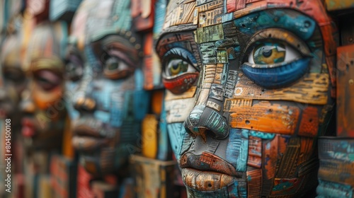 AI creating art from recycled materials, workshop, eco-friendly creativity. Photorealistic. HD. © Gefo