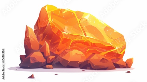 Isolated cartoon illustration of a big stone or rock fragment photo