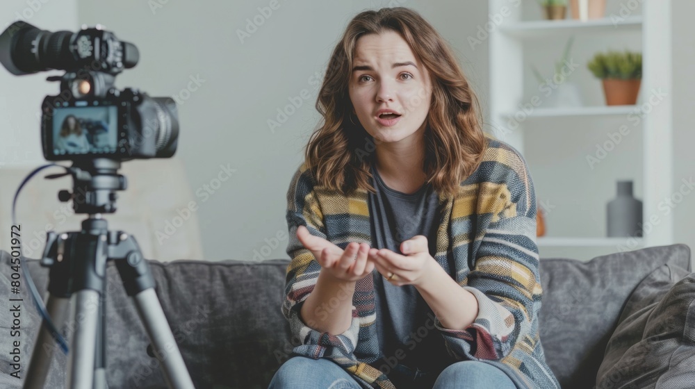 Woman Recording a Video Blog