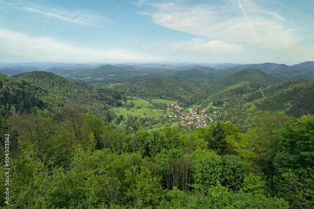 Obraz premium The Wegelnburg, a castle ruin at the french-german border in the Palatinate Forest