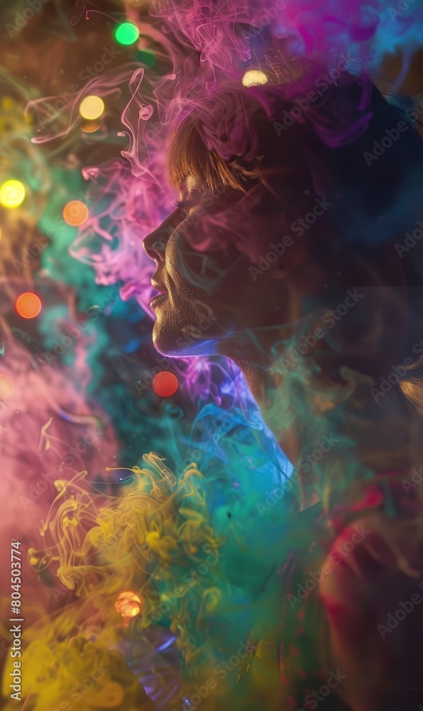 Whimsical play of light and color, adding vibrancy and energy to the portrait design , Banner Image For Website