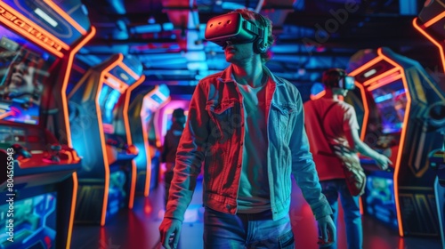 Man Experiencing Virtual Reality Arcade
