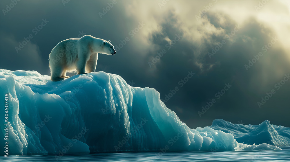 Naklejka premium dramatic and majestic image of polar bear on an iceberg