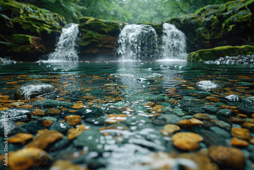 Waterfall in the forest. Create with Ai