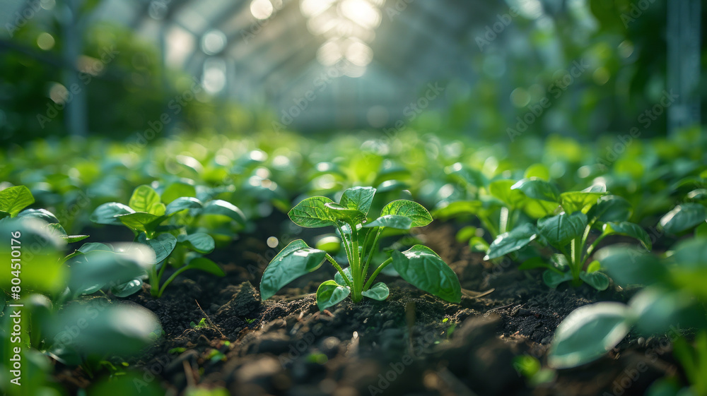 Large industrial greenhouse with fresh natural plants. Concept of growing healthy food, diet,generative ai Large industrial greenhouse with fresh natural plants. Concept of growing healthy food, diet,generative ai