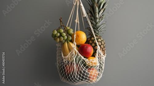 Reusable Bag with Fresh Fruits photo