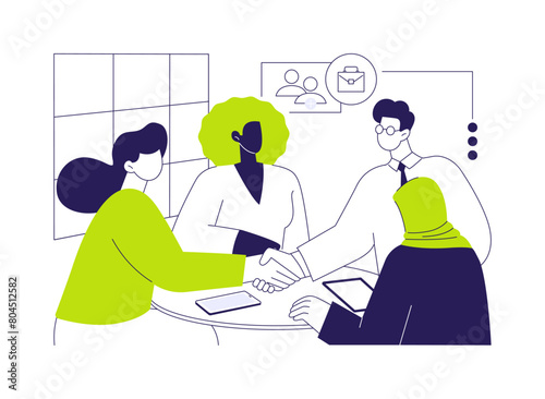 New business contact abstract concept vector illustration.
