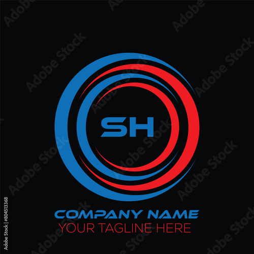 SH letter logo creative design. SH unique design. SH letter logo design on black background.