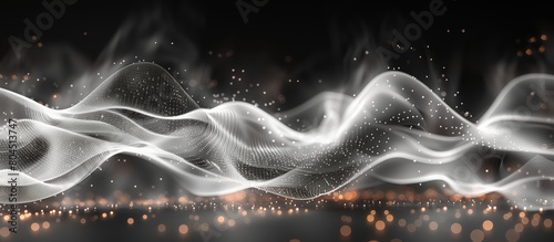 A black and white imagery captures a wave of smoke billowing upwards, creating intricate patterns as it moves and disperses into the air. The contrast between the light smoke and the dark background  photo