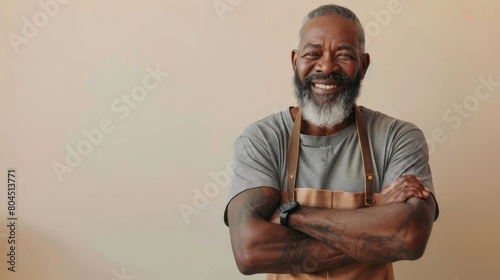 A Smiling Elderly Craftsman's Portrait photo