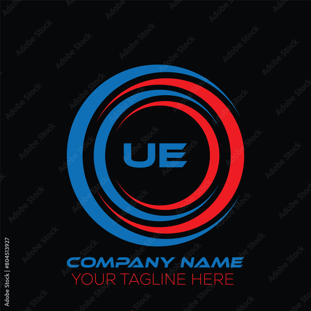 UE letter logo creative design. UE unique design. UE letter logo design on black background. UE letter logo creative design. UE unique design. UE letter logo design on black background.