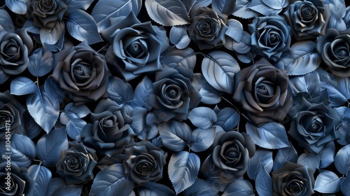  A detailed shot of an arrangement of flowers, with leaves at the image's bottom and flower heads slightly lower than expected