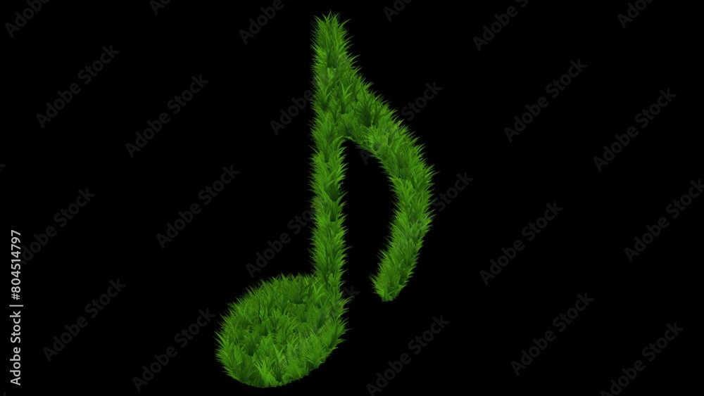 Music symbol with green grass effect on plain black background Music symbol with green grass effect on plain black background