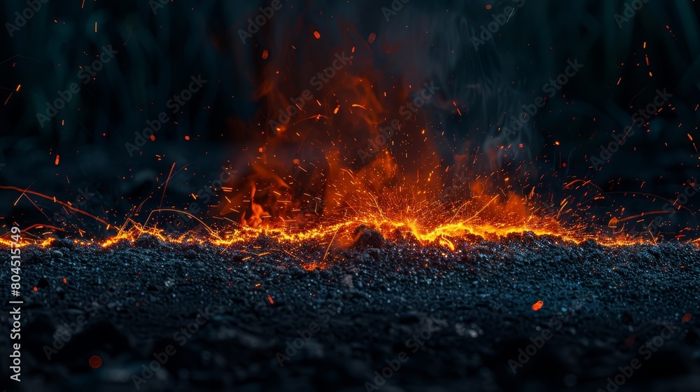 A tight shot of an fiery blaze, teeming with vibrant orange and yellow flames ascending from its peak A tight shot of an fiery blaze, teeming with vibrant orange and yellow flames ascending from its peak
