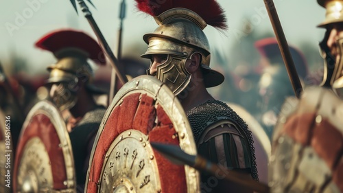 Historic roman army closeup created with Generative AI photo