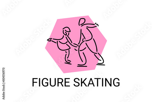 Figure skating vector line icon. dance, practice Figure skating. sport dance pictogram illustration.