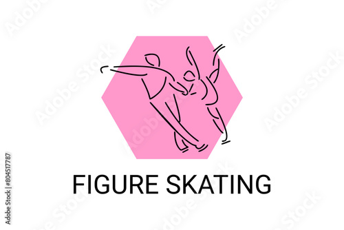 Figure skating vector line icon. dance, practice Figure skating. sport dance pictogram illustration.