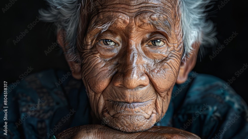 portrait image of an older male with tired face and looking at the camera, image created with ia