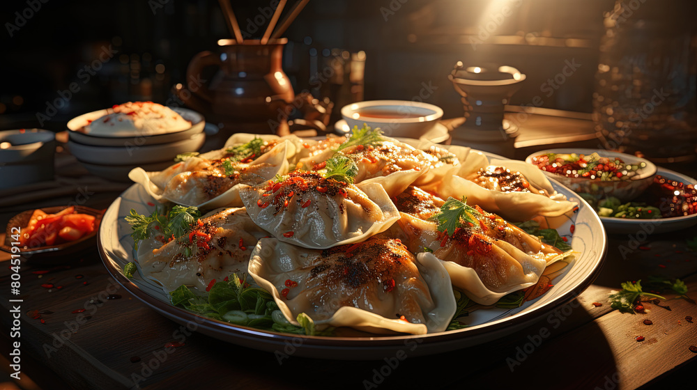 A Plate of Delicious Dumplings With Background Blur