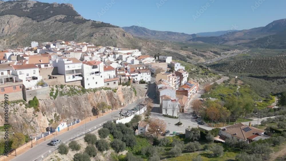 Aerial drone view on the Spanish village and fortress of La Guardia de Jaen. Aerial drone view on the Spanish village and fortress of La Guardia de Jaen.