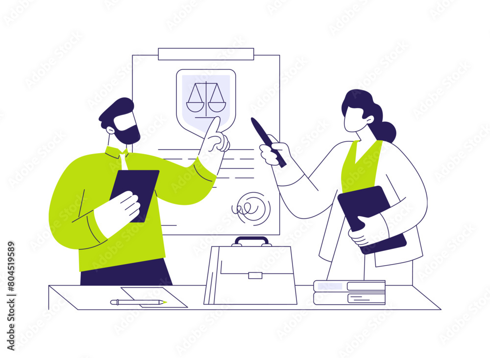 Legal documentation preparation abstract concept vector illustration.