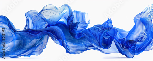 Cobalt Blue Waves  Vibrant Blue Wavy Abstract  Electric Blue Inspired  Isolated on White
