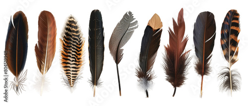 Feathers isolated on white PNG transparent background © Yelena