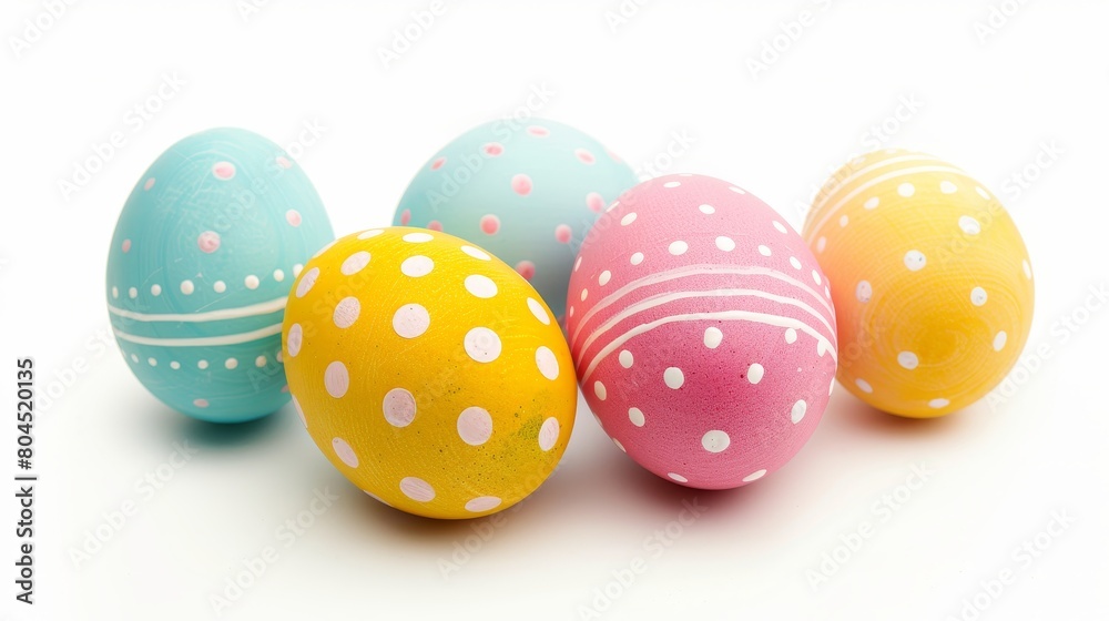On a white background, easter eggs are isolated