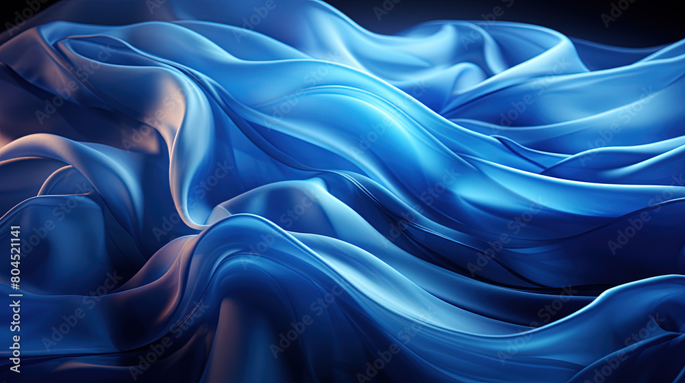 Heavenly Fluttering Blue Color Silk Fabric in Space With Delicate Folds on Focus on Foreground Heavenly Fluttering Blue Color Silk Fabric in Space With Delicate Folds on Focus on Foreground