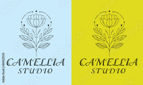Camellia Beauty studio elegant premium logotype, vector eps 10