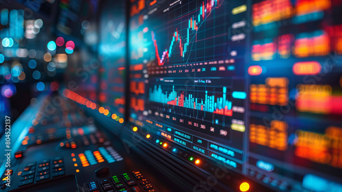 Stock market monitor analyzing trading data. Forex exchange technology concept,generative ai