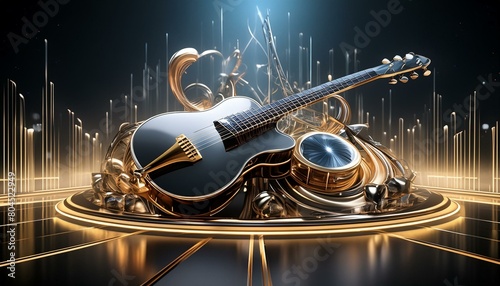3d Music instrument visiting card photo