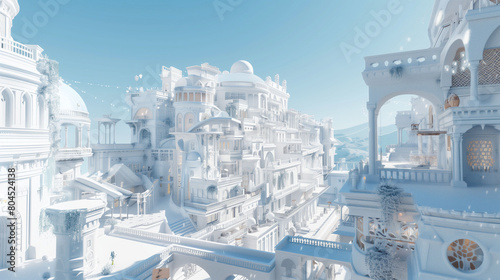 white city on a clear-sky day.generative ai photo