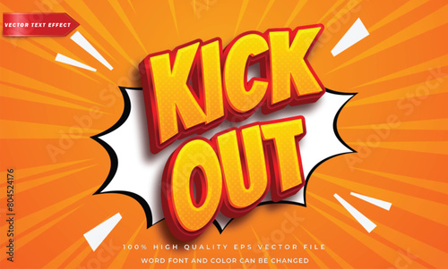 Editable text kick out comic style 3d text effect
