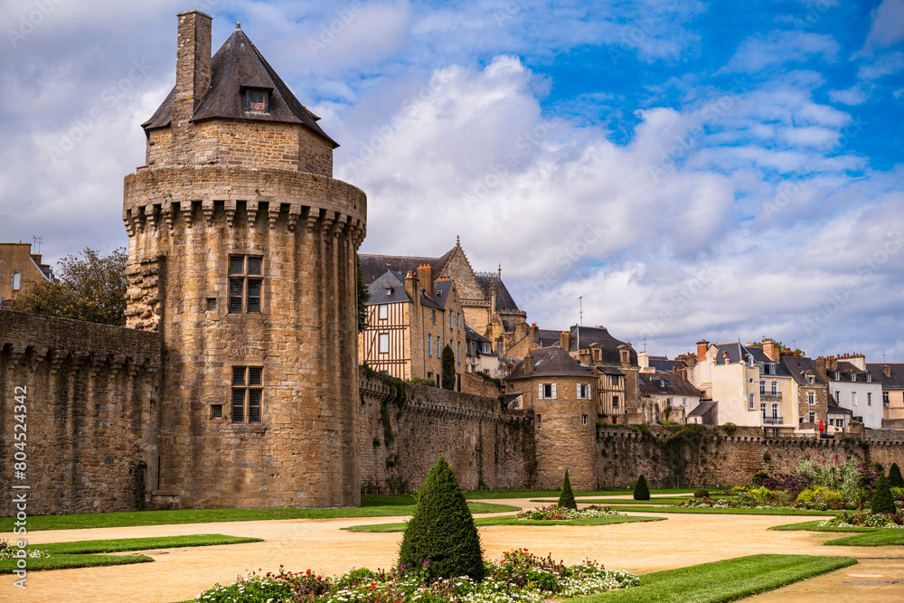 View with the overcast sky in the gardens of Remparts de Vannes. Photography taken in Vannes, Brittany, France. View with the overcast sky in the gardens of Remparts de Vannes. Photography taken in Vannes, Brittany, France.