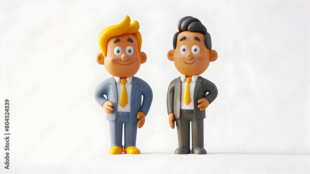 Unified Business Front: Two Businesses Aligning for Common Goals - 3D Cartoon Icon Concept Unified Business Front: Two Businesses Aligning for Common Goals - 3D Cartoon Icon Concept