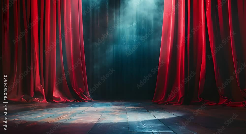 Step onto a dramatic theater stage with vibrant red curtains and ...