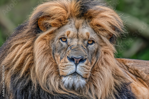 Majestic male lion with a large mane