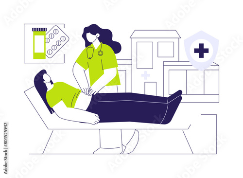 Abdominal exam abstract concept vector illustration.