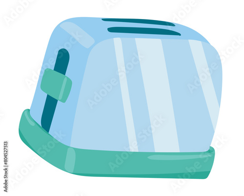 Kitchen toaster in flat design. Kitchenware appliance for cooking toasts. Vector illustration isolated.