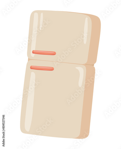 Kitchen fridge in flat design. Domestic refrigerator for food storage. Vector illustration isolated.