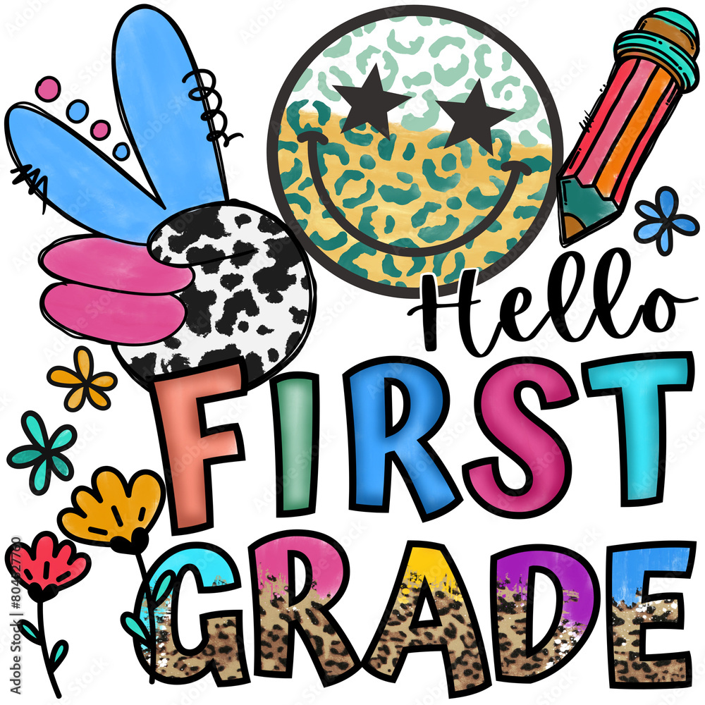 Hello First Grade Sublimation Design Hello First Grade Sublimation Design