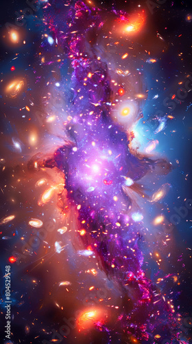 An intricate vibrant colors galaxy cluster